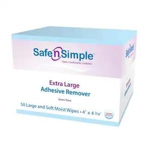 Safe N Simple Extra Large Adhesive Remover Wipe, 4" x 4-3/4"