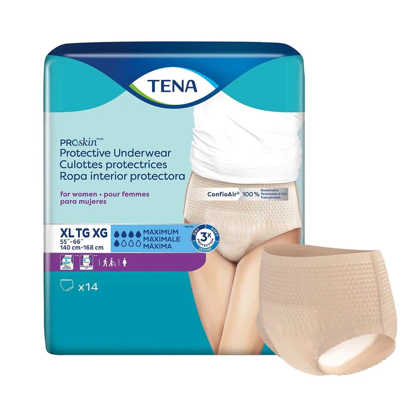 ESSITY TENA ProSkin Protective Underwear, for Women, XL, 55" to 66" Waist