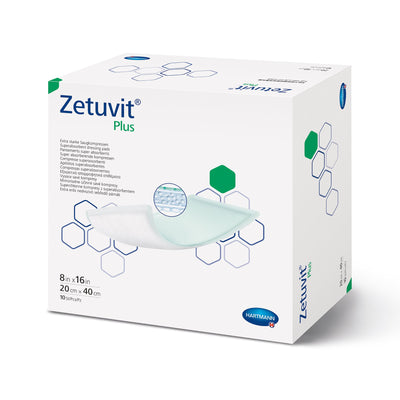 ZETUVIT PLUS Non-Border Superabsorbant Dressing, 8" x 16"