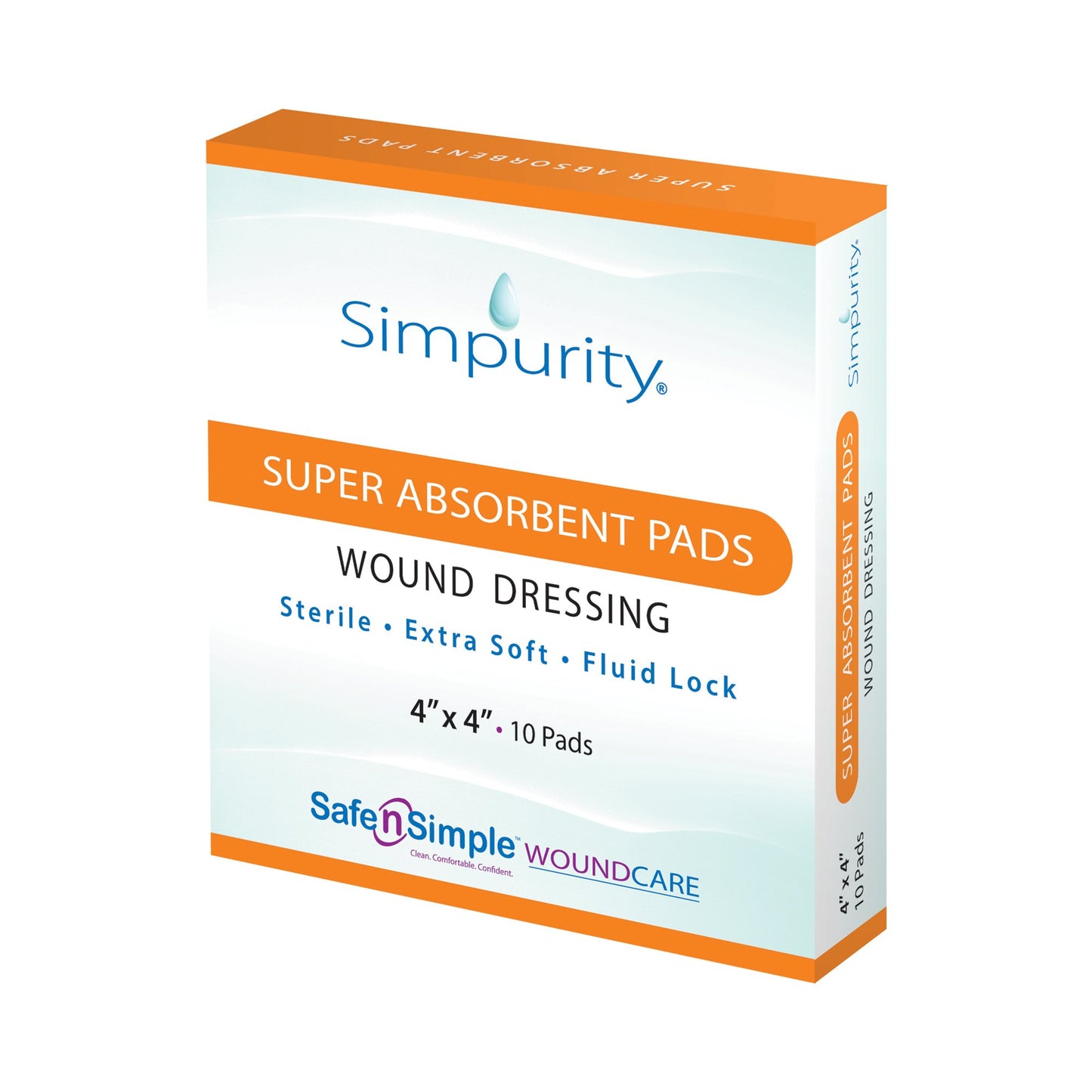 Simpurity Super Absorbent Pad Wound Dressing, 4" x 4"