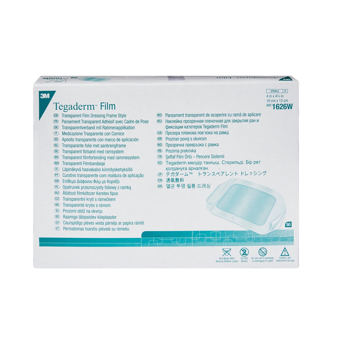 Tegaderm Transparent Adhesive Film Dressing Picture Frame Style 4" x 4-3/4"