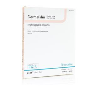 DermaFilm Hydrocolloid X-Thin Wound Dressing with Grid, 6" x 6" - 00312E