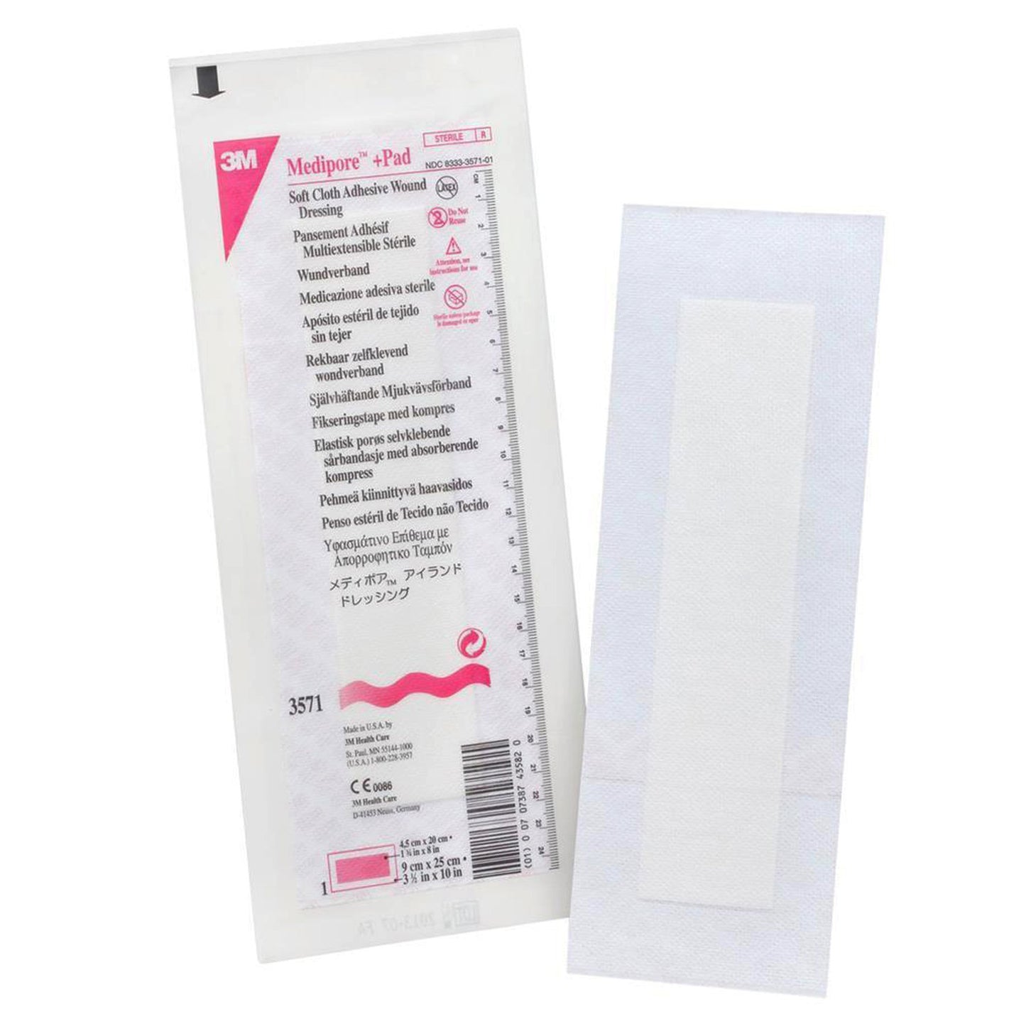 Medipore Plus Pad Soft Cloth Adhesive Dressing 3-1/2" x 10"