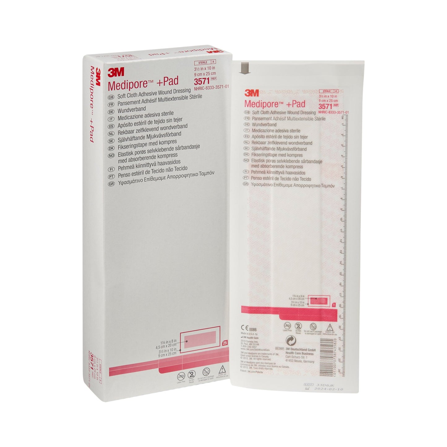 Medipore Plus Pad Soft Cloth Adhesive Dressing 3-1/2" x 10"