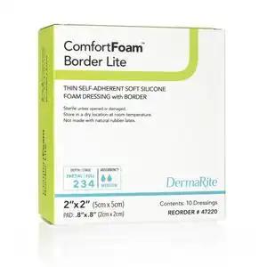 DermaRite ComfortFoam Silicone Foam Border Lite Dressing, 2"x2" - 47220