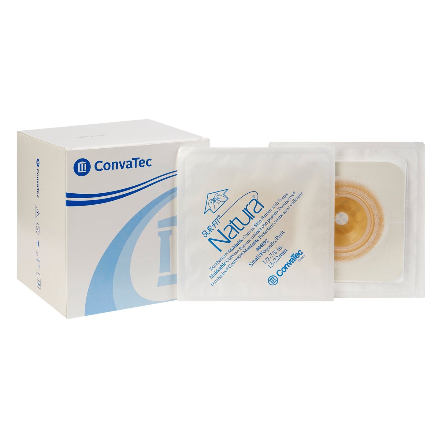 ConvaTec SUR-FIT Natura Durahesive 1-1/4" to 1-3/4" Moldable Skin Barrier, Convex, 2-1/4" Flange, 4-1/2" x 4-1/2"