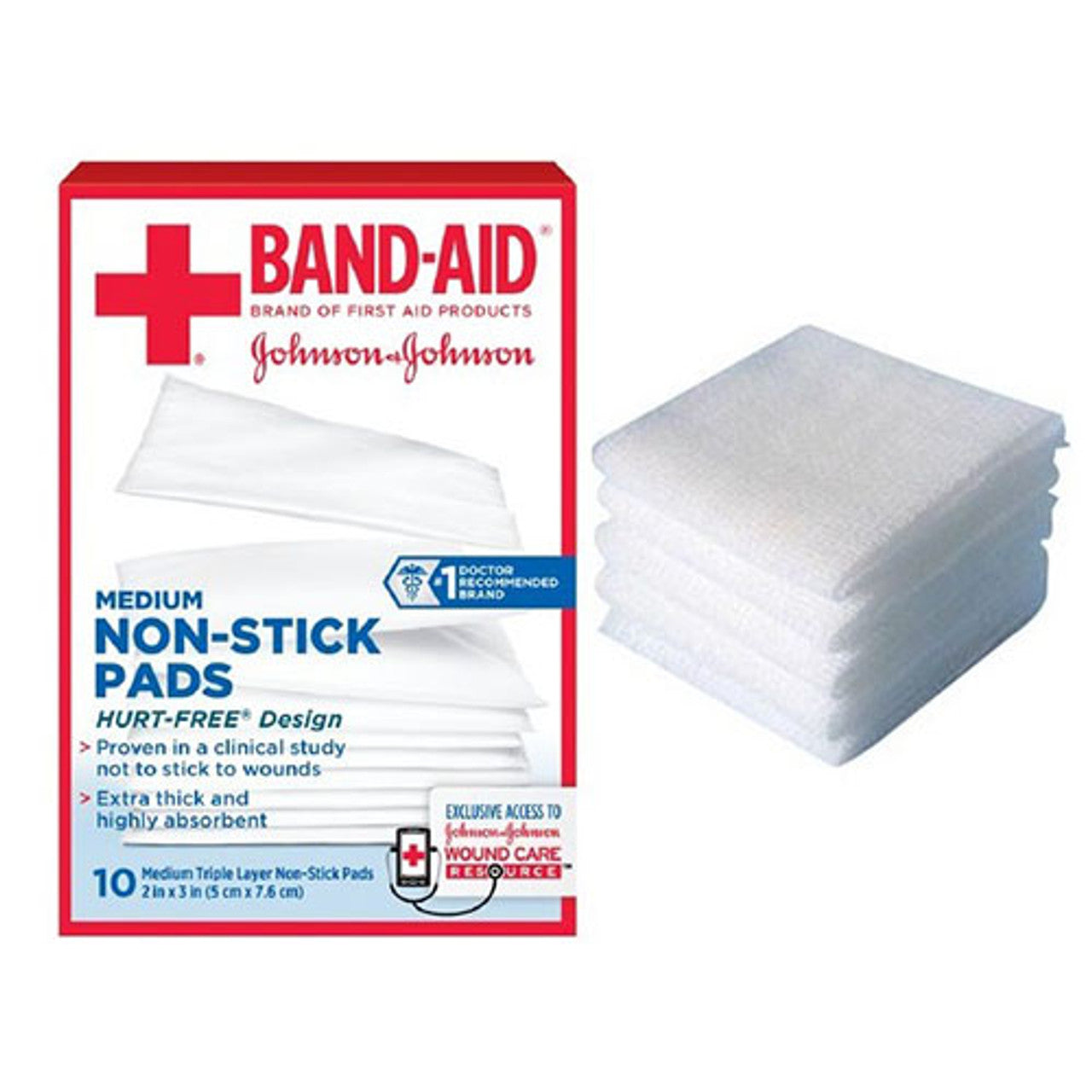 Johnson & Johnson Band-Aid First Aid Non-Stick Pads, Large, Triple Layer, 3" x 4"