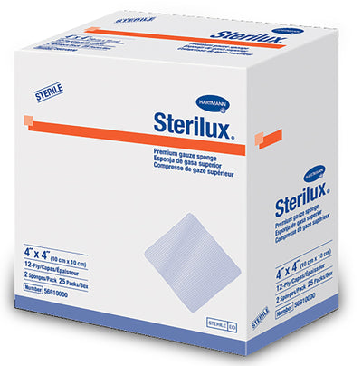 Sterilux Premium Gauze Sponge Sterile 2's, 4" x 4" 12-Ply