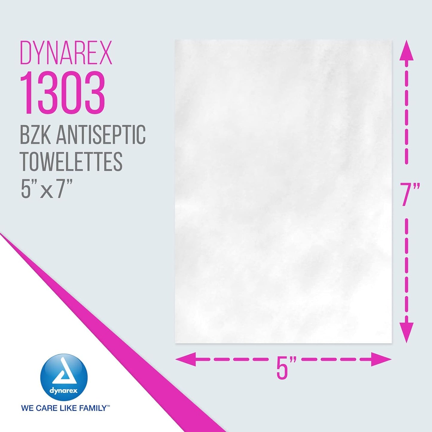 Dynarex BZK Antiseptic Towelette, 5 W x 7 L