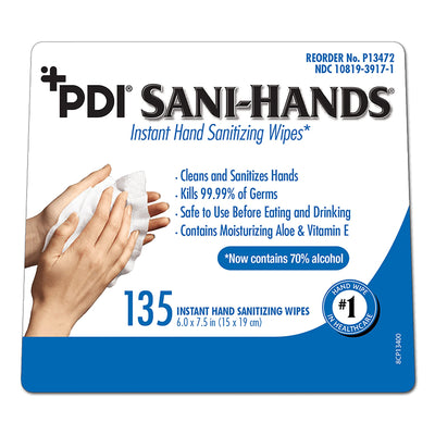 Hand Sanitizing Wipe Sani-Hands 135 Count Ethyl Alcohol Wipe Canister