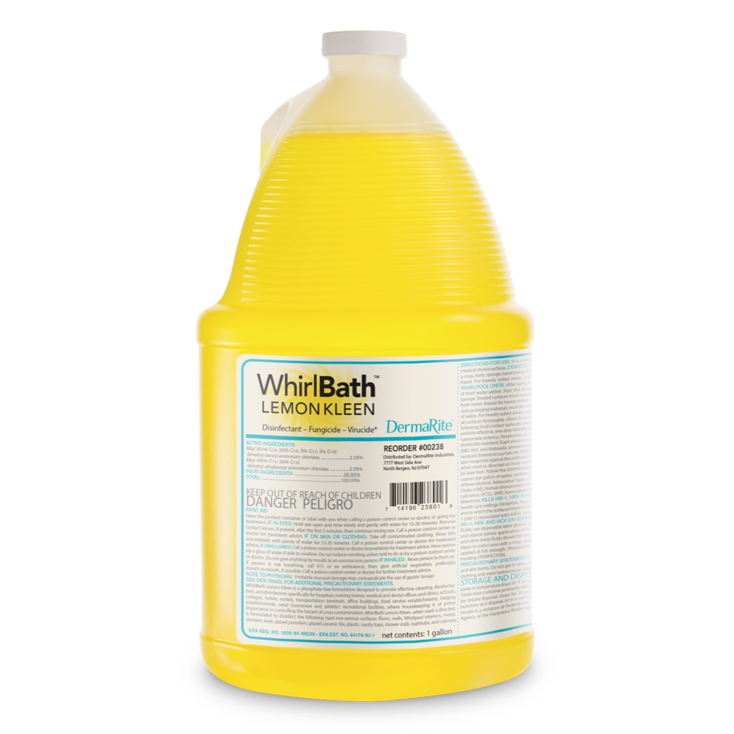 DermaRite WhirlBath Lemon Kleen Whirlpool Disinfectant Cleaner Liquid 1 gal. Jug - 00238