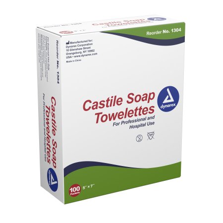 Dynarex Castile Soap Towelette, Saturated with 2% Castile Soap