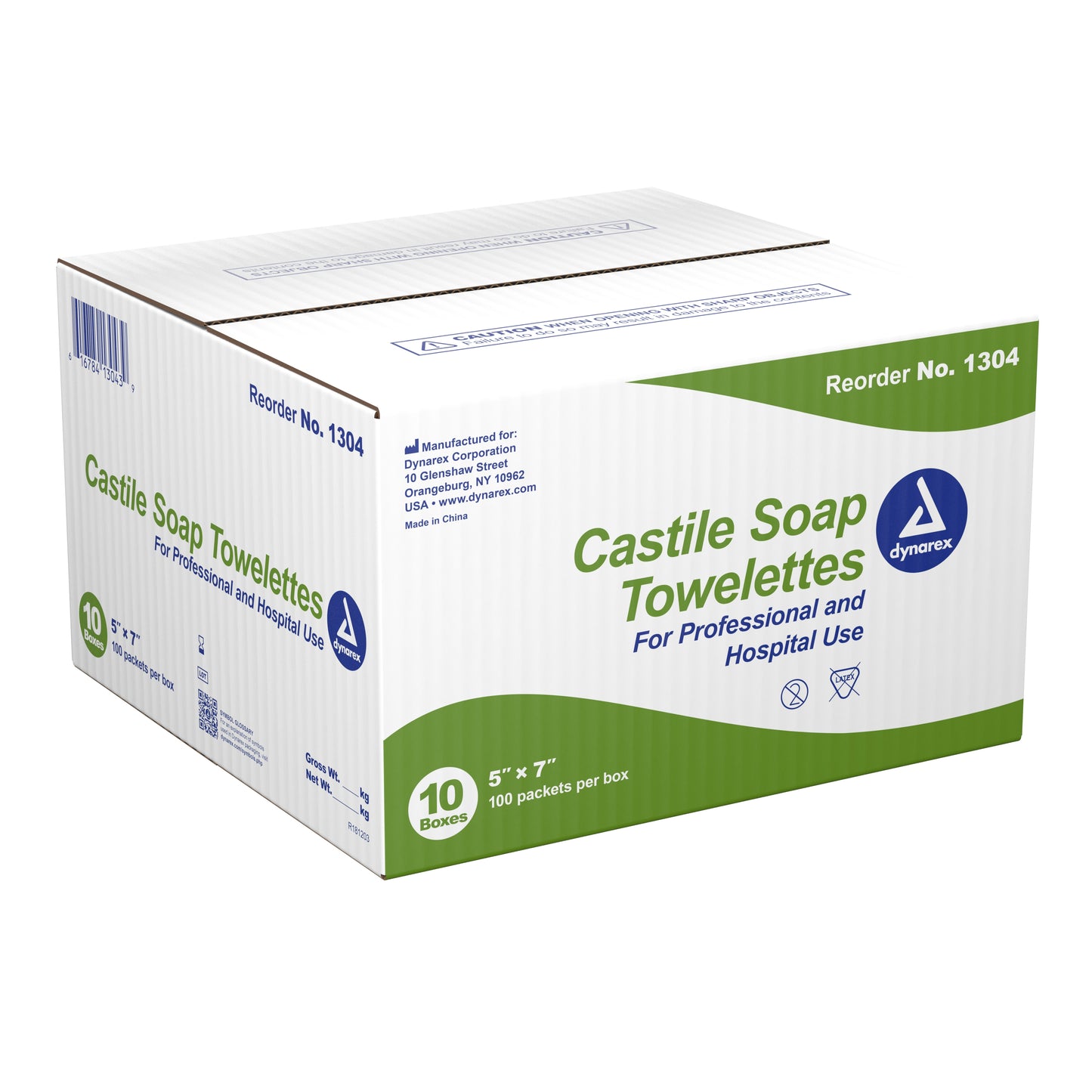 Dynarex Castile Soap Towelette, Saturated with 2% Castile Soap