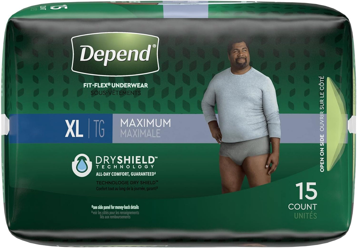 Depend FIT-FLEX Incontinence Underwear for Men Maximum Absorbency XL Gray