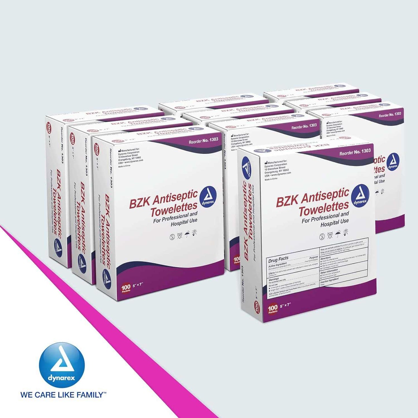 Dynarex BZK Antiseptic Towelette, 5 W x 7 L