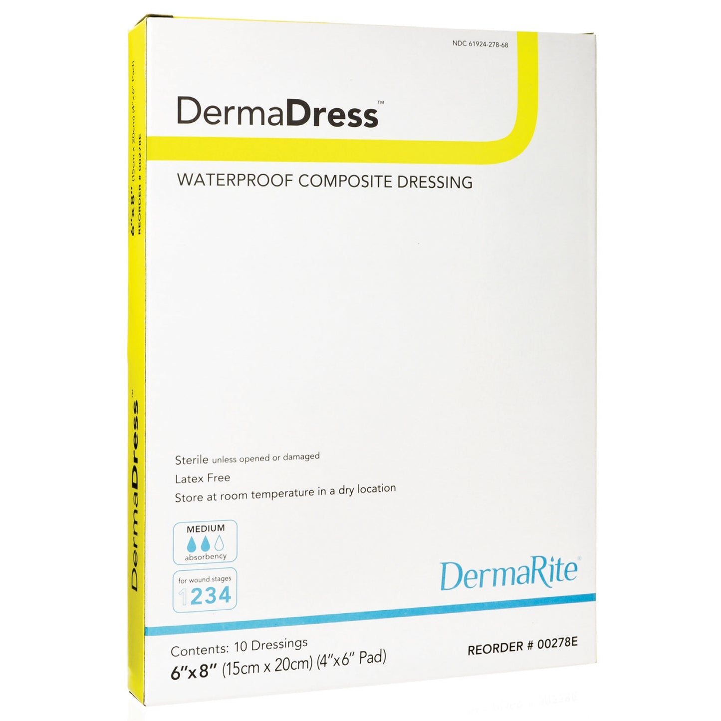 DermaRite Composite Dressing DermaDress 6 x 8 Inch Rectangle Sterile - 00278E