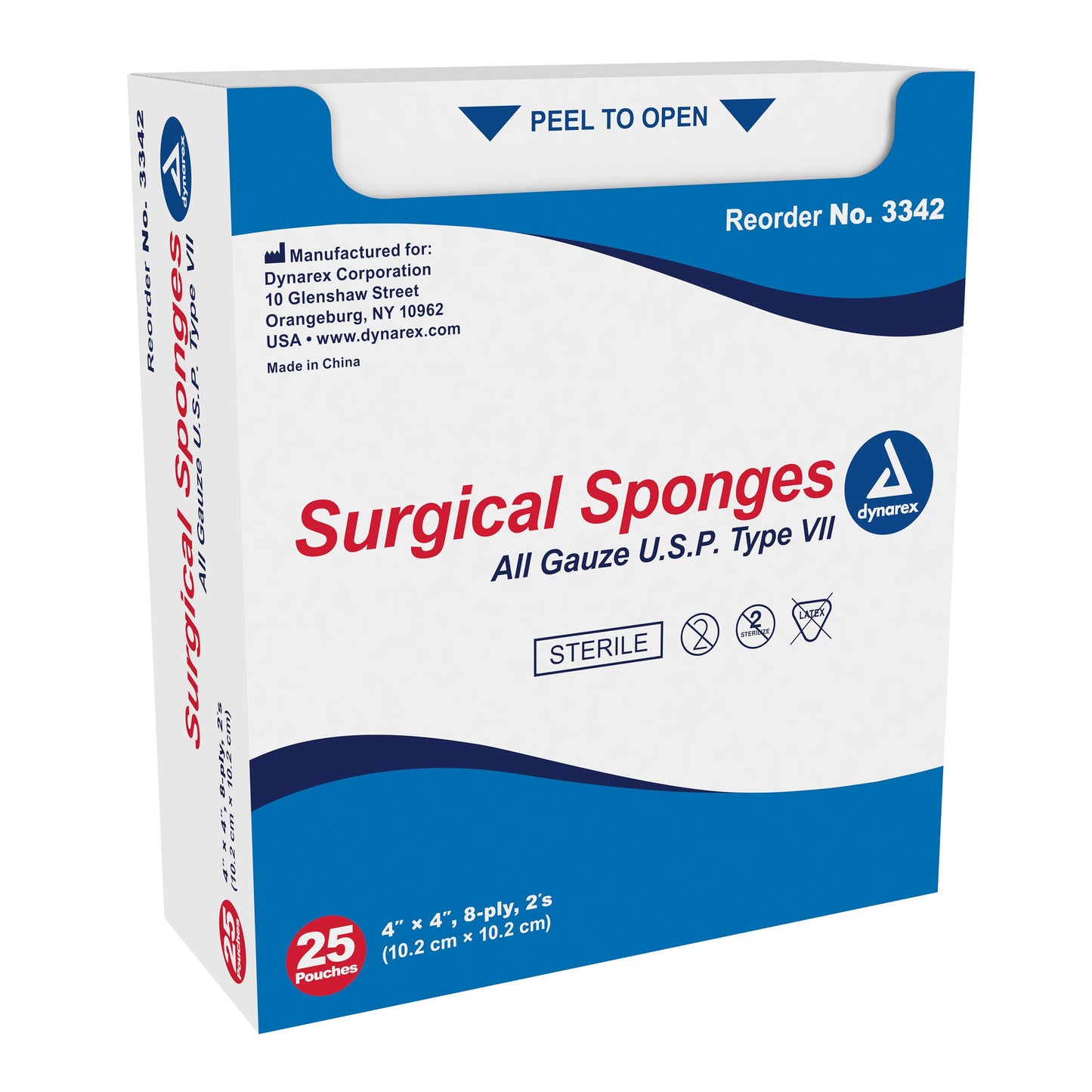 Surgical Gauze Sponge, Sterile 2's, 4" x 4", 8-Ply