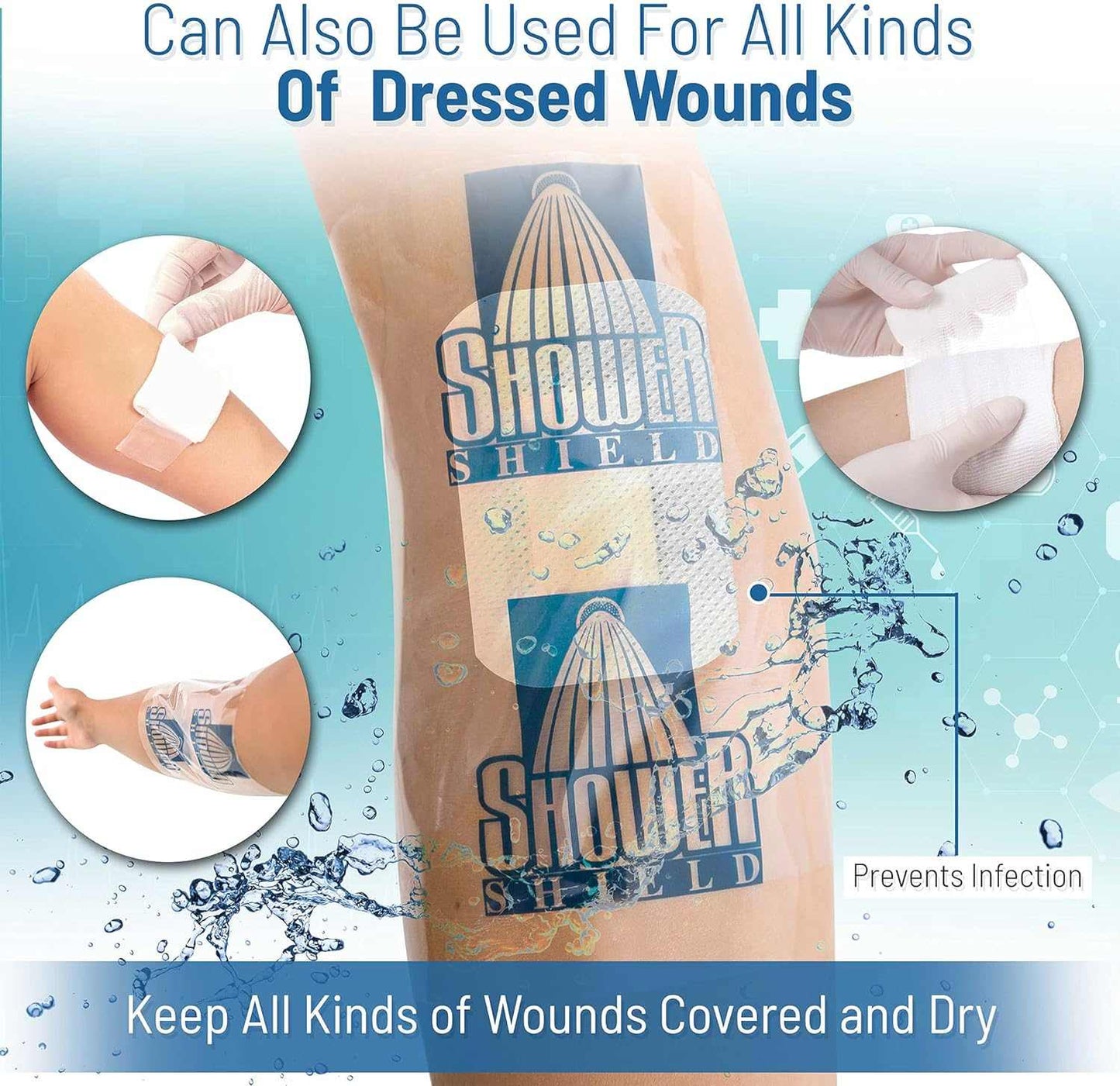 Shower Shield Wound Dressing 9" x 9", Latex-free