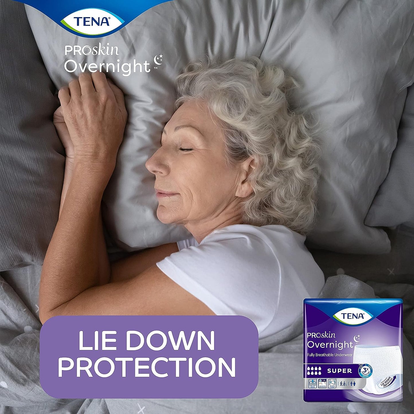 TENA Overnight Super Protective Underwear, High Absorbency, Large, 45" to 58" Waist