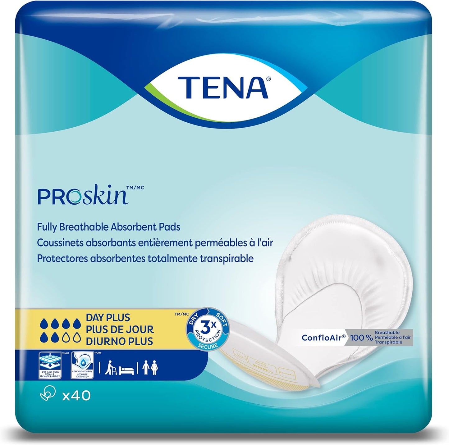 TENA Plus Absorbency Day Pad, Yellow