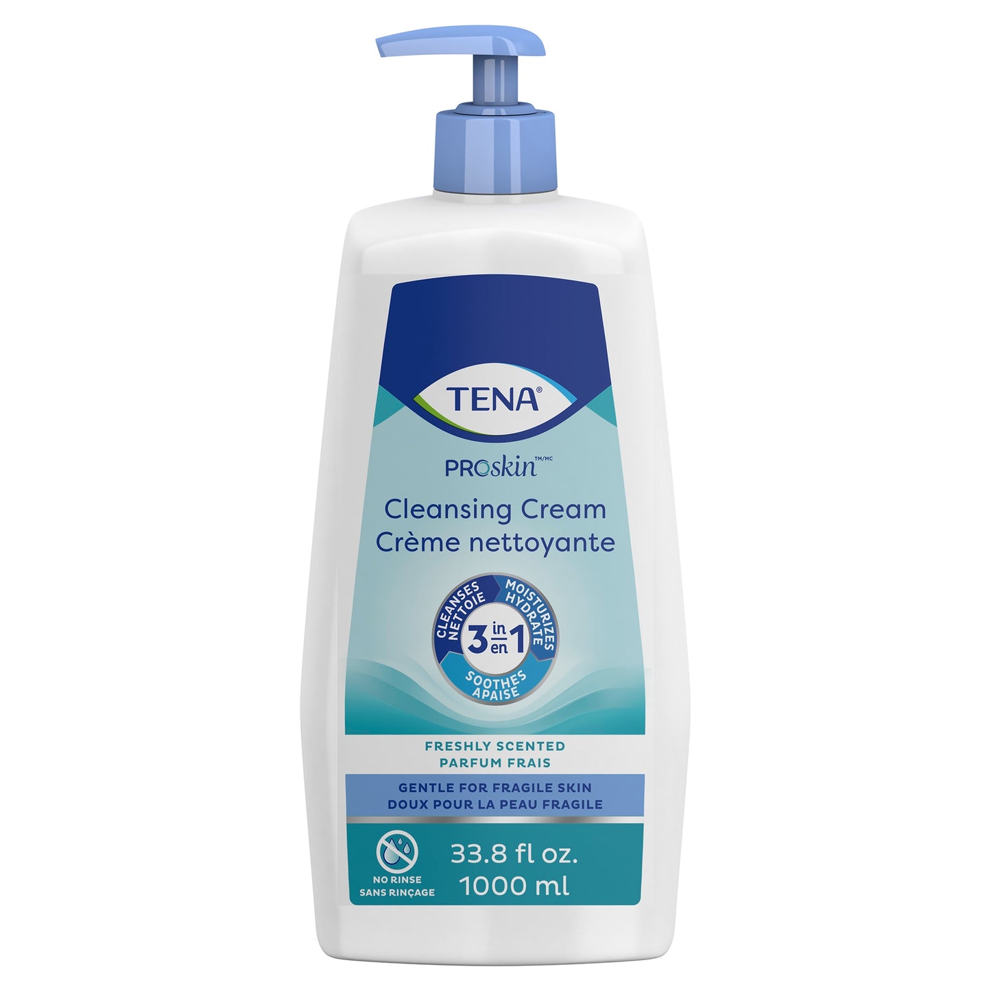Tena Body Wash Cleansing Cream, Alcohol-Free, 3-in-1 Formula, Scented, 1,000 mL Pump Bottle - 64435