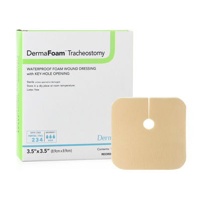 DermaFoam Tracheostomy Split Foam Dressing, 3.5" x 3.5"