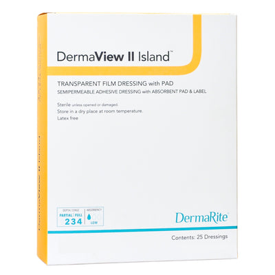 DermaView II Island Transparent Film Wound Dressing, 2" x 2.75" - 16220