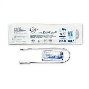 Cure Medical Pocket Catheter, Single, Male, 16" Coude Tip with Lubricant, 12 FR