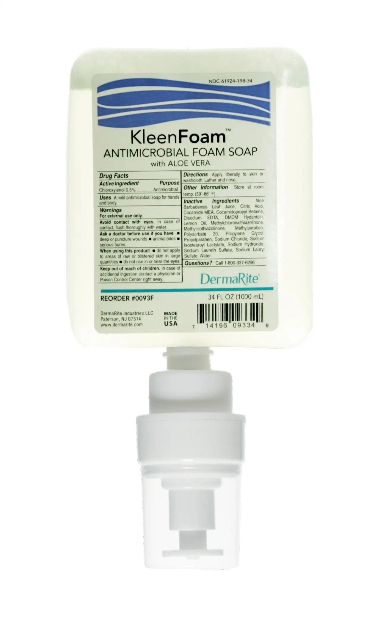 KleenFoam Foaming Antimicrobial Soap, Dispenser Refill Bottle - 1000 mL - 0093F