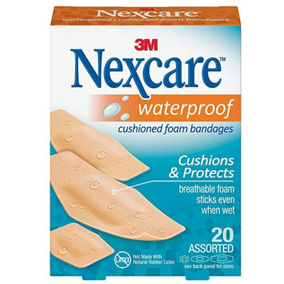 3M Nexcare Waterproof Cushioned Foam Bandage, Assorted, Tan