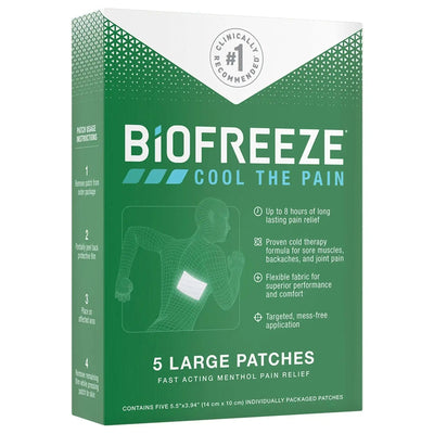 Biofreeze Menthol Topical Pain Relief, 5 Patches per Box - KatyMedSolutions
