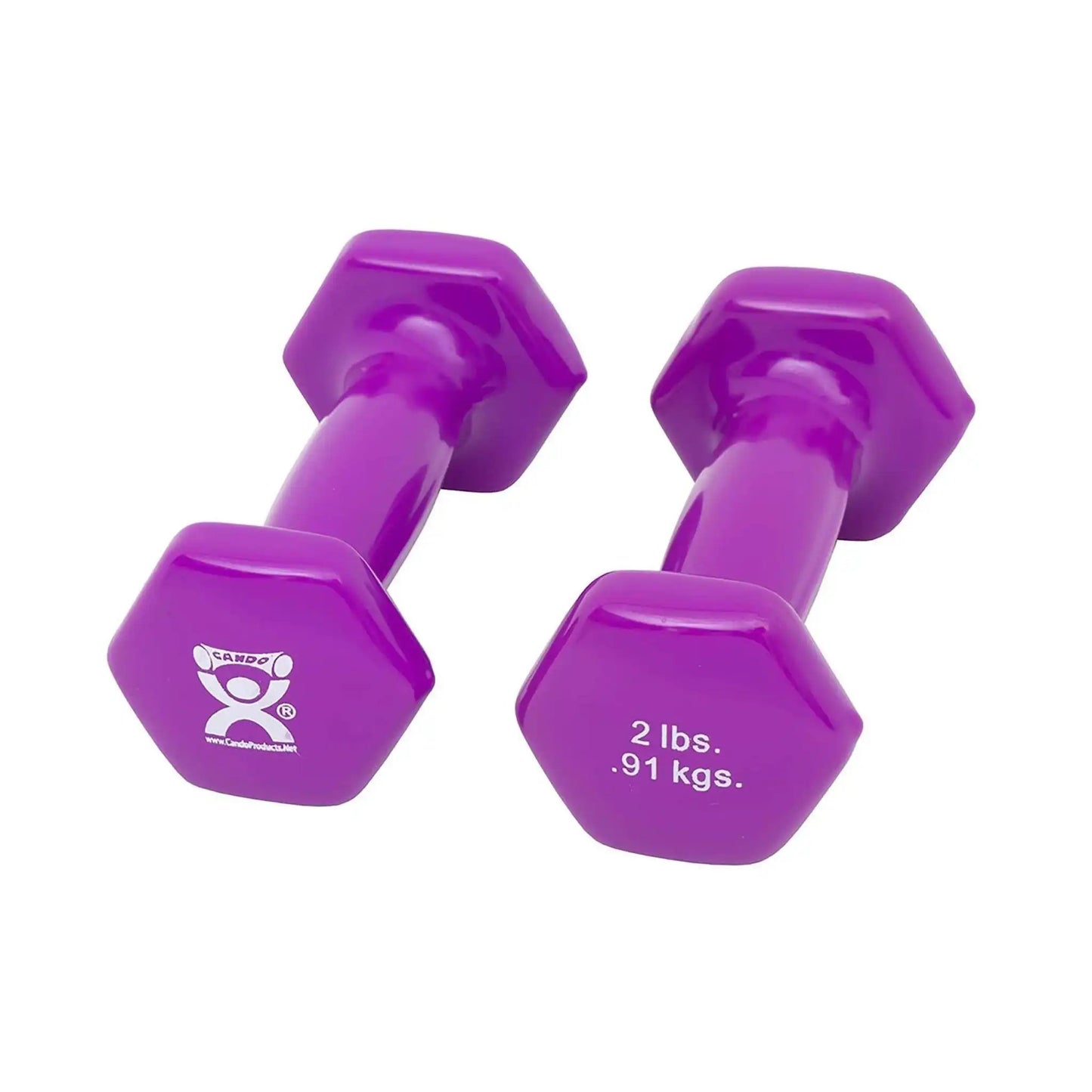 CanDo Vinyl Coated Dumbbell, Violet, 2 lbs., Pair - KatyMedSolutions