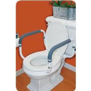 Carex Toilet Support Rail, Width Between Arms: 16" to 18", Easy-To-Clean Hypalon Cushioned Grips - KatyMedSolutions