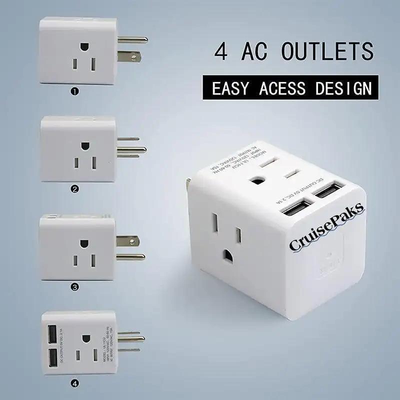 Cruise Essentials Multi Outlet | 2 USB |4 AC Cruise Ship Approved - KatyMedSolutions