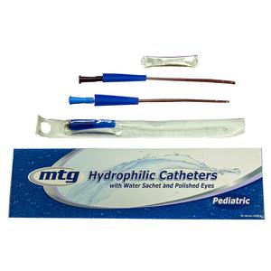 MTG Hydrophilic Straight Tip Pediatric Intermittent Catheter, 8 Fr, 10" Vinyl Catheter with Sterile Water Sachet and Handling Sleeve