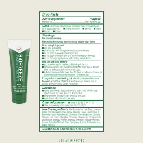 Biofreeze Pain Relieving Gel, Green, 3 oz