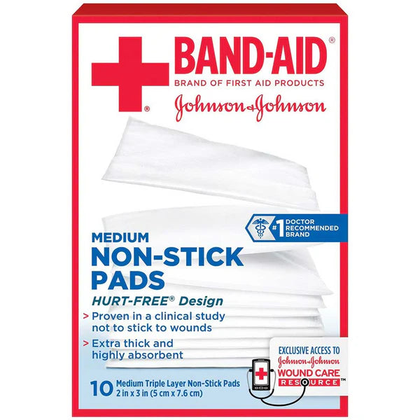 Johnson & Johnson Band-Aid First Aid Non-Stick Pads, Large, Triple Layer, 3" x 4"