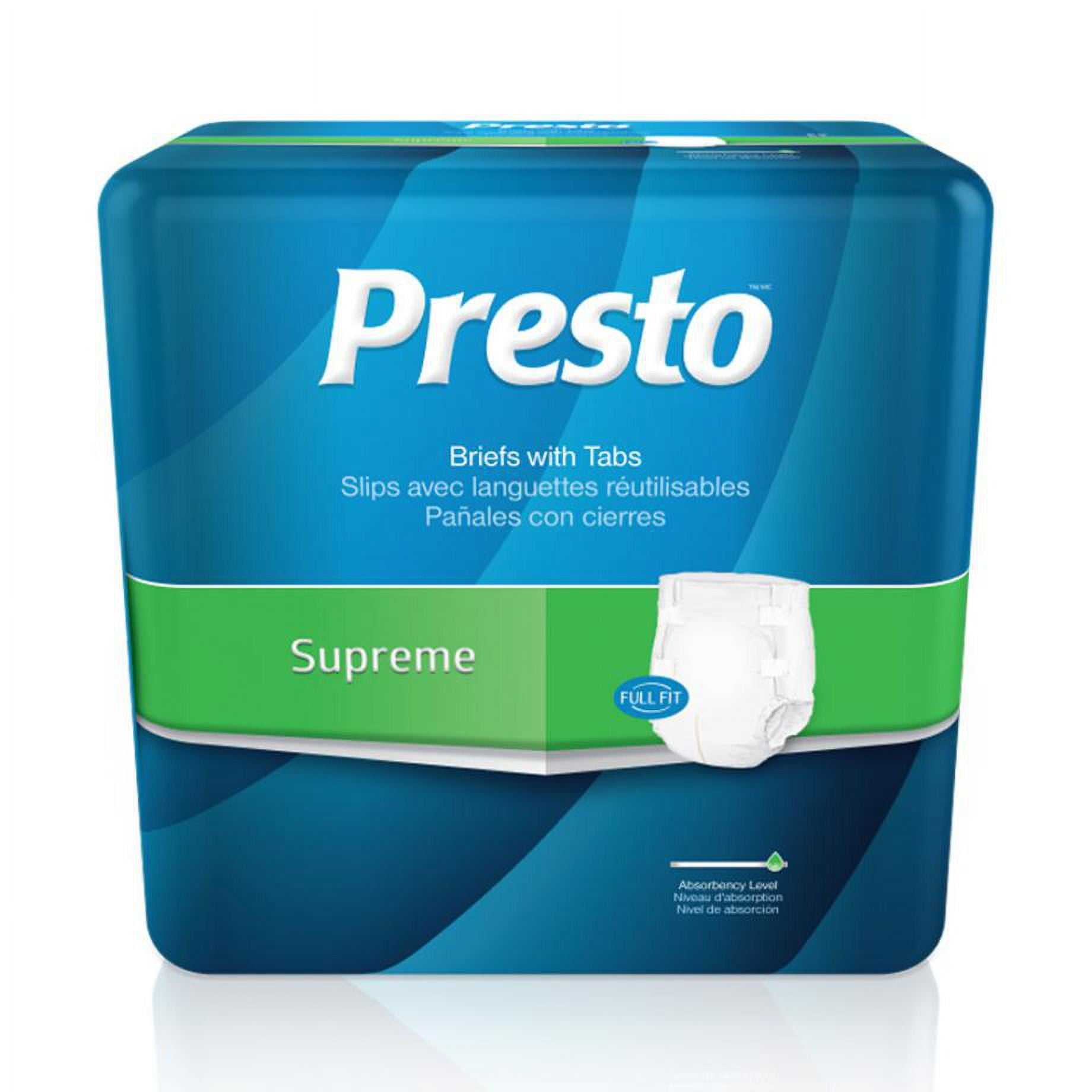 Presto Maximum Absorbency Brief, Medium (32'' to 44'' Waist) White Pack of 16- KatyMedSolutions