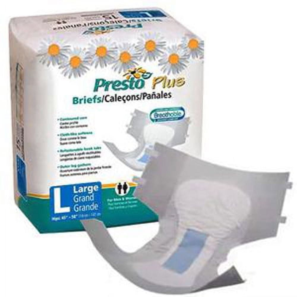 Presto Breathable Brief, Value Plus Absorbency, Large, Blue-Pack of 20- KatyMedSolutions