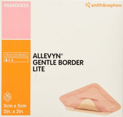 Allevyn Gentle Border Lite Foam Dressing 2'' X 2'', Square, Adhesive, Sterile, Box of 10, 2 Pack (20 Total)- KatyMedSolutions