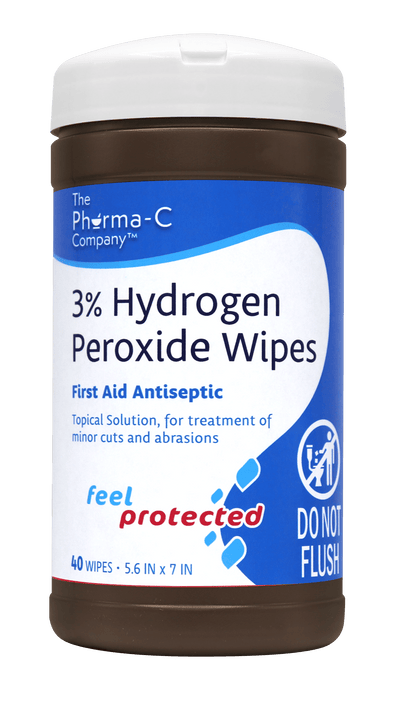 Pharma-C 3% Hydrogen Peroxide Wipes [1 canister, 40 Wipes] Made in USA - KatyMedSolutions