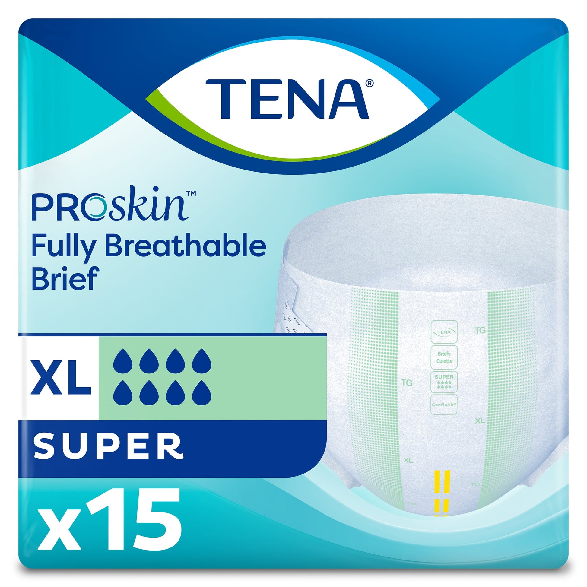 TENA ProSkin Super Adult Incontinence Brief XL Heavy Absorbency Overnight, 68011, 15 Ct- KatyMedSolutions