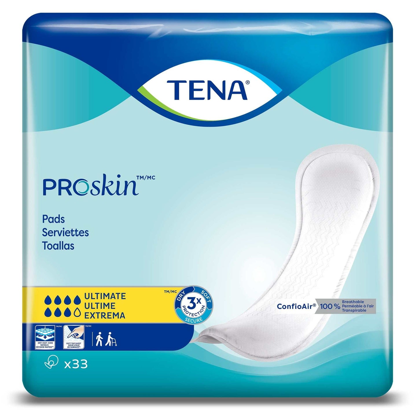 TENA Light Ultimate Liners, Unisex Adult Urinary Incontinence Pads, 33 Count, 1 Pack - KatyMedSolutions