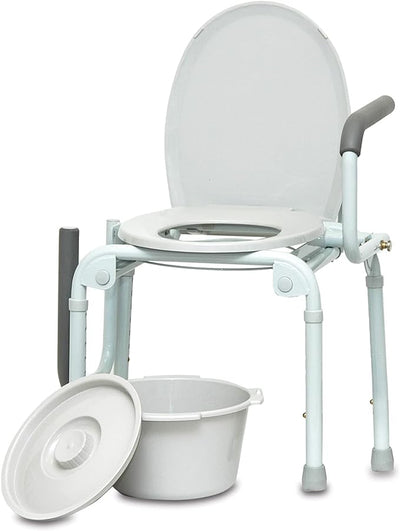 ProBasics Drop Arm Adjustable Bedside Folding Commode Chair Portable with Handles, for Elderly, Seniors, and Disabled People, Supports 300lbs, Adult Potty Chair- KatyMedSolutions