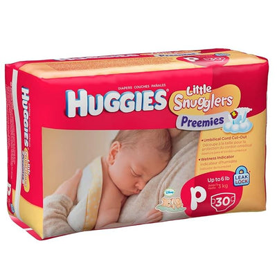 Huggies Diapers Little Snugglers Preemies Diapers Fits Up to 6 lbs Size P Cs of 180 (6/30)- KatyMedSolutions