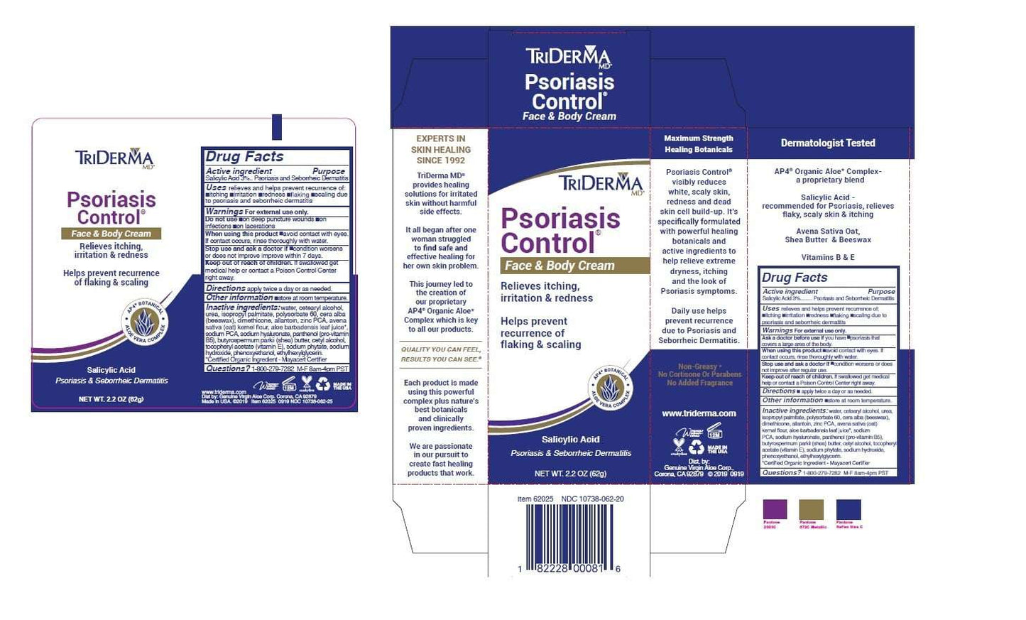 TriDerma Psoriasis Control Cream, Fragrance-Free, Paraben-Free, 2.2 oz. Tube | 1 Each