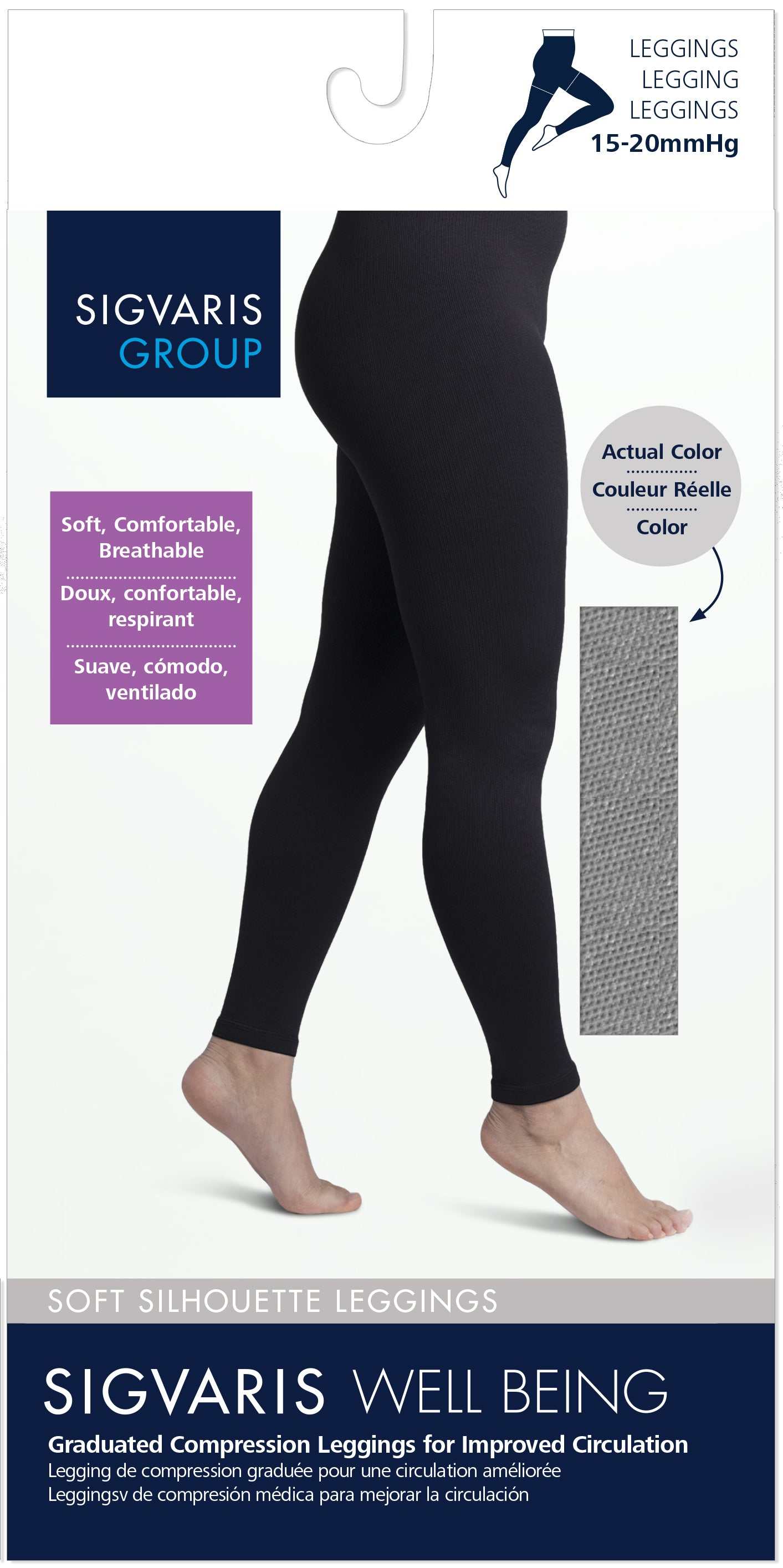 Sigvaris Well Being 170 Soft Silhouette Leggings - 15-20 mmHg Black C