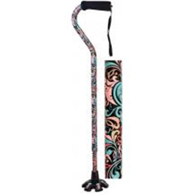 Essential Medical Supply Couture Offset Fashion Cane with Matching Standing Super Big Foot Tip, Celebration Style