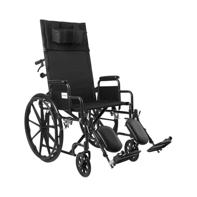 McKesson Reclining Wheelchair with Padded, Removable Arm, Composite Mag Wheel, 20 in. Seat, Swing-Away Elevating Footrest, 350 lbs