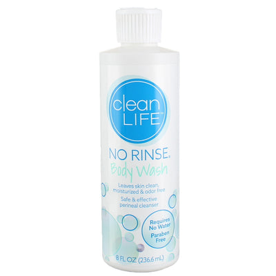 Clean Life No-Rinse Body Wash, 8 fl oz - Leaves Skin Clean, Moisturized and Odor-Free, Rinse-Free Formula - KatyMedSolutions